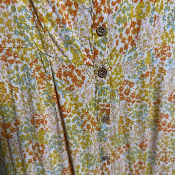 Mimi Chica Medium Yellow Orange Ditsy Floral Sleeveless Button Down Dress Boho - Picture 7 of 14